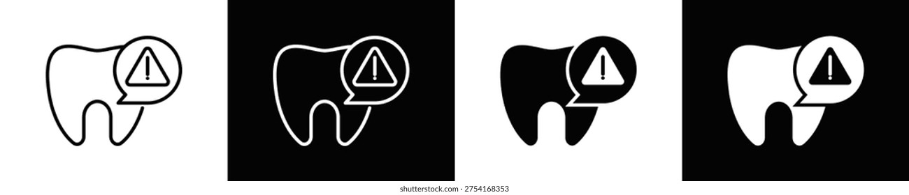 Warning Icon Set White And Black Background Style