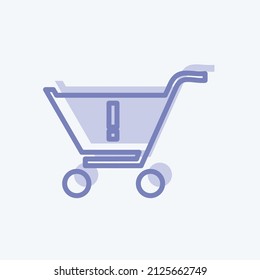 Warning Icon in trendy two tone style isolated on soft blue background