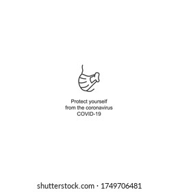 The warning icon uses a mask to protect yourself from coronavirus.