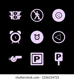 warning icon. warning vector icons set left arrow, whistle, alarm and no pedestrian crossing