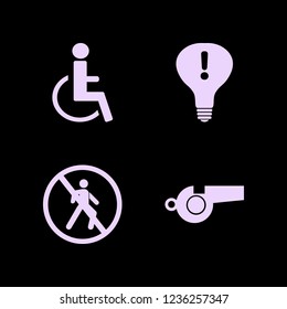 warning icon. warning vector icons set no pedestrian crossing, attention sign bulb, whistle and disabled sign