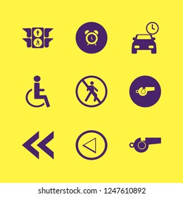 warning icon. warning vector icons set parking time, whistle, no pedestrian crossing and alarm