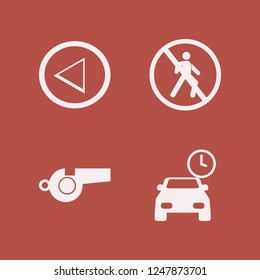 warning icon. warning vector icons set no pedestrian crossing, parking time, left arrow and whistle