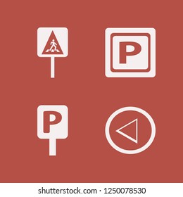 warning icon. warning vector icons set pedestrian sign, left arrow and parking sign