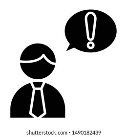 Warning Icon, Vector Illustration, Business Glyph
