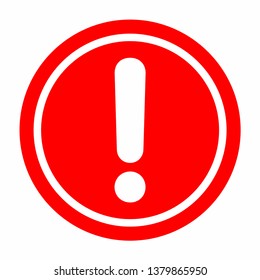 warning icon. Vector illustration of Red Icon Isolated on a White Background - Circle shape hazard warning sign with exclamation mark symbol.