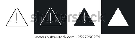 Warning icon vector icon set black filled and outlined style.