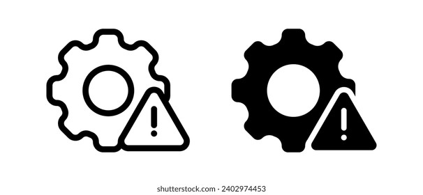 Juego de vectores de icono de advertencia. Símbolo del engranaje de contorno