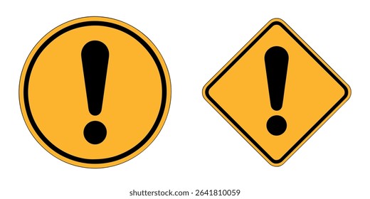 Warning Icon Vector – Triangle Exclamation Mark Symbol – Outline and Solid Style