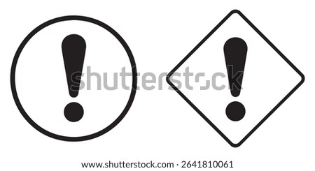 Warning Icon Vector – Triangle Exclamation Mark Symbol – Outline and Solid Style