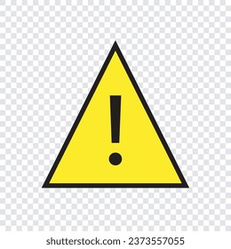 warning icon yellow and black design element on transparent background vector file eps