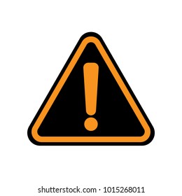 WARNING ICON. Yellow exclamation point (mark) on black triangle sign. Vector.