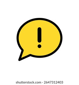 "Warning Icon: Yellow Speech Bubble with Exclamation Mark"