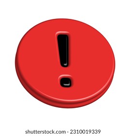 Warning iconr red color 3D vector