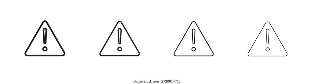 Iconos de advertencia delinean el diseño de Vector negro. Línea con trazo editable.