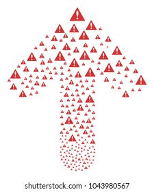 Warning illustration constructed in the shape of upwards path arrow. Ahead motion arrow shape created from warning pictographs.