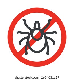 Warning of the infection risk from a tick bite. Circle informational sign. Vector illustration