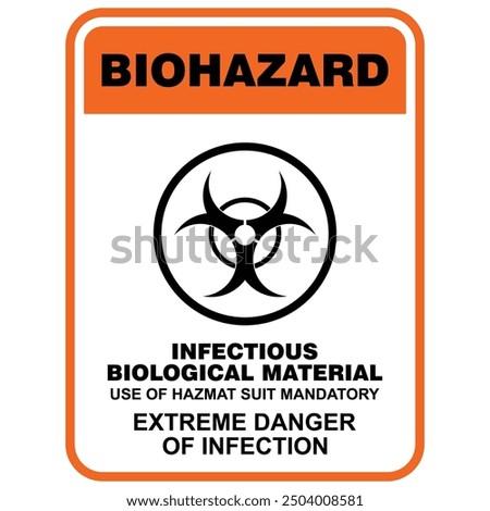 Warning, infectious biohazard area, sign vector