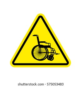 Warning invalid Sign. caution wheelchair on road. Danger way symbol yellow Triangle