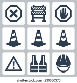 Warning and job safety related vector icons set