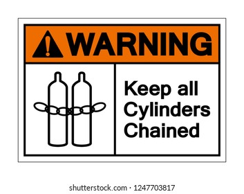 Warning Keep Cylinders Chained Symbol Sign ,Vector Illustration, Isolate On White Background Label. EPS10