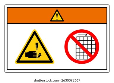Aviso Mantenha a mão longe do Jet Não remova o sinal de símbolo de guarda, Ilustração de vetor, Isole no fundo branco Label .EPS10