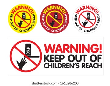 CAUTION KEEP OUT OF REACH OF CHILDREN Sticker Label fluor chartreuse 250/rl 