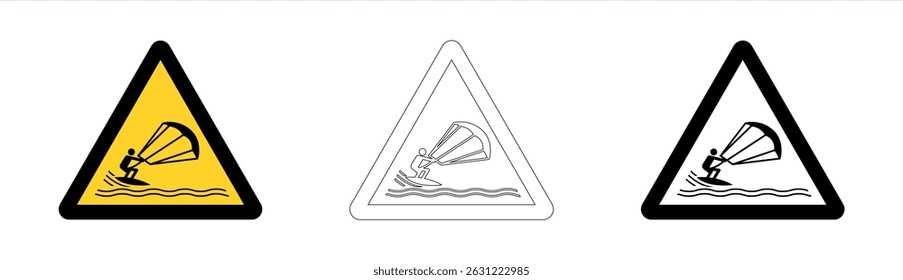 Warning kitesurfing sign in vector format