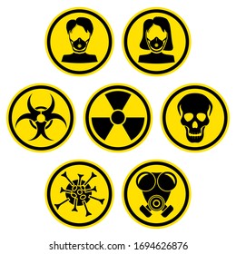 Warning labels Set epidemic corona
