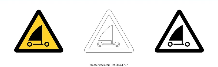 Warning land sailing in progress in vector format