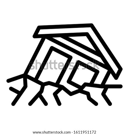 Warning landslide house icon. Outline warning landslide house vector icon for web design isolated on white background