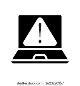 Warning laptop icon vector. Eps10 vector illustration.