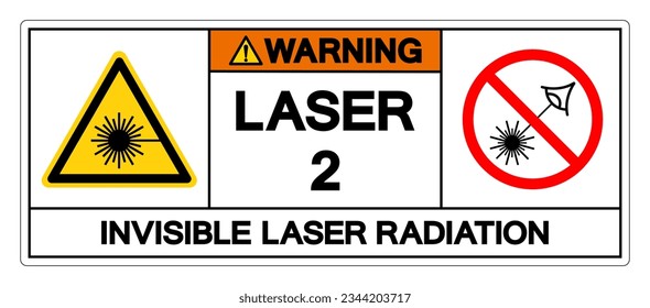 Warning Laser 2 Invisible Laser Radiation Symbol Sign ,Vector Illustration, Isolate On White Background Label. EPS10