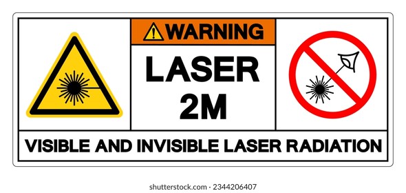 Warning Laser 2M Visible And Invisible Laser Radiation Symbol Sign ,Vector Illustration, Isolate On White Background Label. EPS10