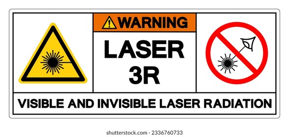Warning Laser 3R Visible And Invisible Laser Radiation Symbol Sign ,Vector Illustration, Isolate On White Background Label. EPS10