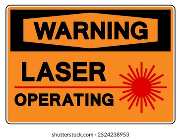 Señal de advertencia del símbolo de funcionamiento del laser, Ilustración vectorial, aislado en la etiqueta blanca del fondo.EPS10