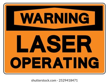 Señal de advertencia del símbolo de funcionamiento del laser, Ilustración vectorial, aislado en la etiqueta blanca del fondo.EPS10