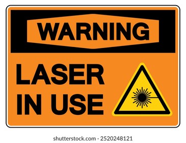 Advertência Laser em uso Símbolo, Ilustração de vetor, Isolar no fundo branco Label.EPS10