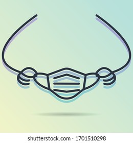 Warning lettering during coronavirus pandemic. Mouth guard, Mask, Medicine Vector Icon Illustration. Surgical mask.