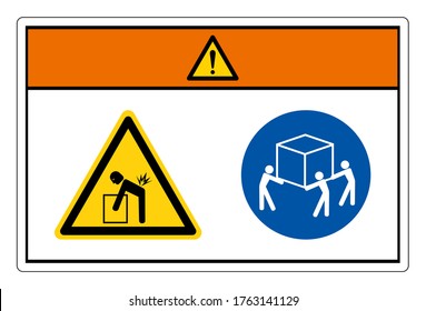 Warning Lift Hazard Use Three Person Lift Symbol Sign, Vector Illustration, Isolate On White Background Label. EPS10