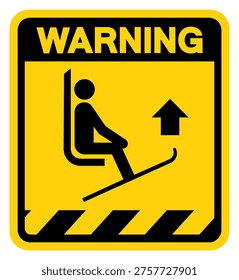 Warning Lift Ski Tips Symbol Sign, Vector Illustration, Isolated On White Background Label. EPS10
