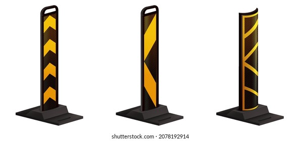 Warning Light Barricade Safety Cone Construction. Roadblock Traffic Construction. Striped Road Barricade.