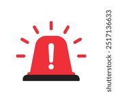 Warning light icon in flat style. Exclamation mark sign on siren lamp