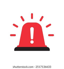 Warning light icon in flat style. Exclamation mark sign on siren lamp