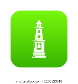Warning light icon green vector isolated on white background