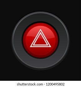 Warning light red button. Car dashboard element. Vector 3d illustration