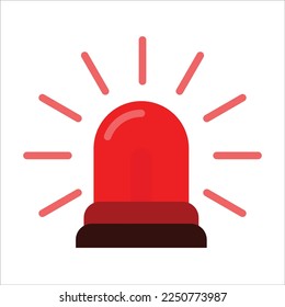 warning light siren flat icon vector illustration isolated on white background