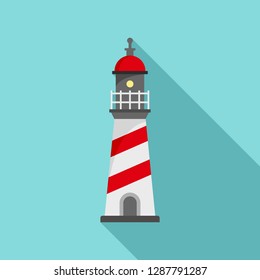 Warning lighthouse icon. Flat illustration of warning lighthouse vector icon for web design