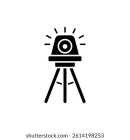 Warning Lights on Tripod Icon Black Filled Minimal Signal for Safety