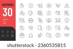 Warning Line Editable Icons set. Vector illustration in modern thin line style of risk related icons: hazard, notification, danger alert, attention sign, exclamation mark and more. Isolated on white